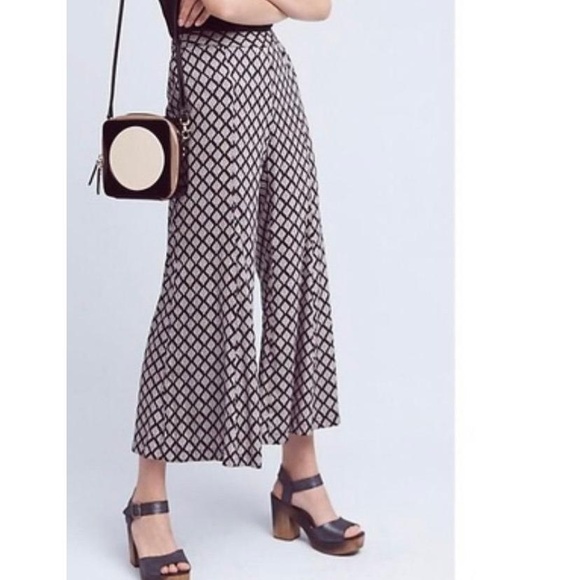 Anthropology Saturday Sunday Womens Medium Black White Geometric Wide Leg Pants - Picture 7 of 7